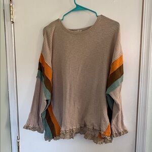 Easel Ribbed Knit Top in Taupe